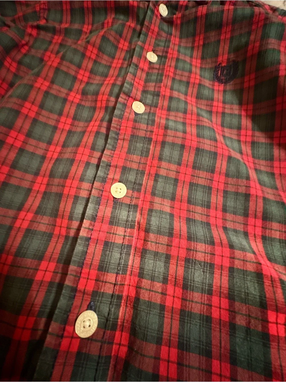 Chaps Toddler Boys Red & Green Plaid Button-Down Shirt Size 4T
